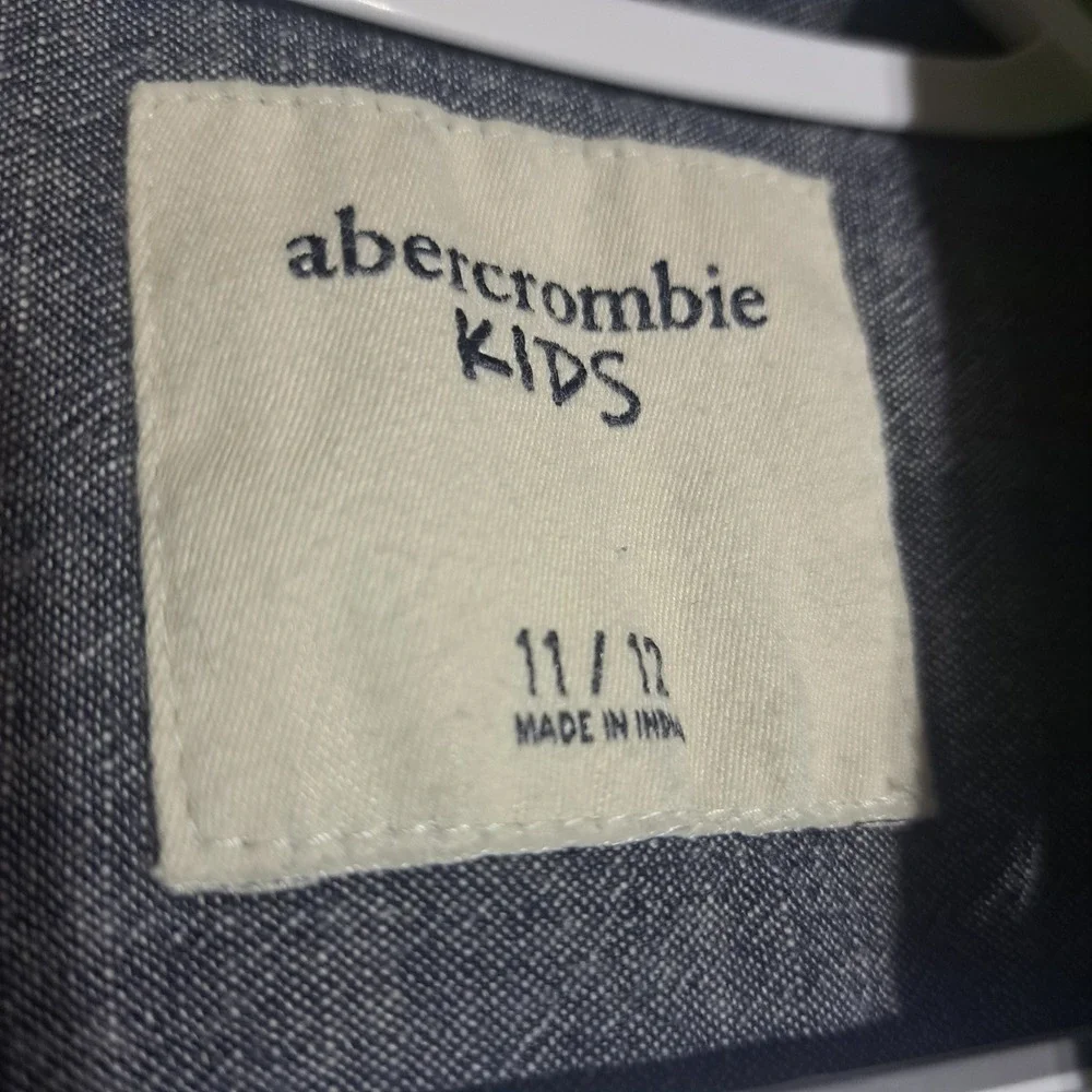 Abercrombie Kids Boys Blue Green Plaid Button Up Shirt Size 11/12 Preppy Casual